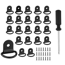 AMANDELIZABE Pack of 22 D Construction Ring Lashing Eyelets Stainless Steel Lashing Eyelets Black with Screws with Load 100 kg for Trailers Trucks Mechanical Camping Boots D Ring Hook (22 Pieces D