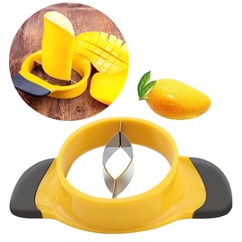 Mango Slicer Splitter Cutter Pitter with Stainless Steel Blade Fruit Divider Ergonomic Rubber Grip Handle Peach Corer for Fruit Kitchen Tool (Mango Slicer)