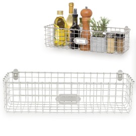 Spectrum Diversified Vintage Basket, Rustic Farmhouse Kitchen Cabinet & Pantry, Wall-Mounted Storage & Organization, 6x18.5x5.2 Inch (Pack of 1), Industrial Gray