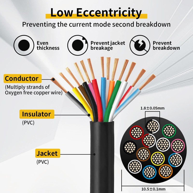 AOHEWEI 13 Core Trailer Cable 2 m Tow Rope 13