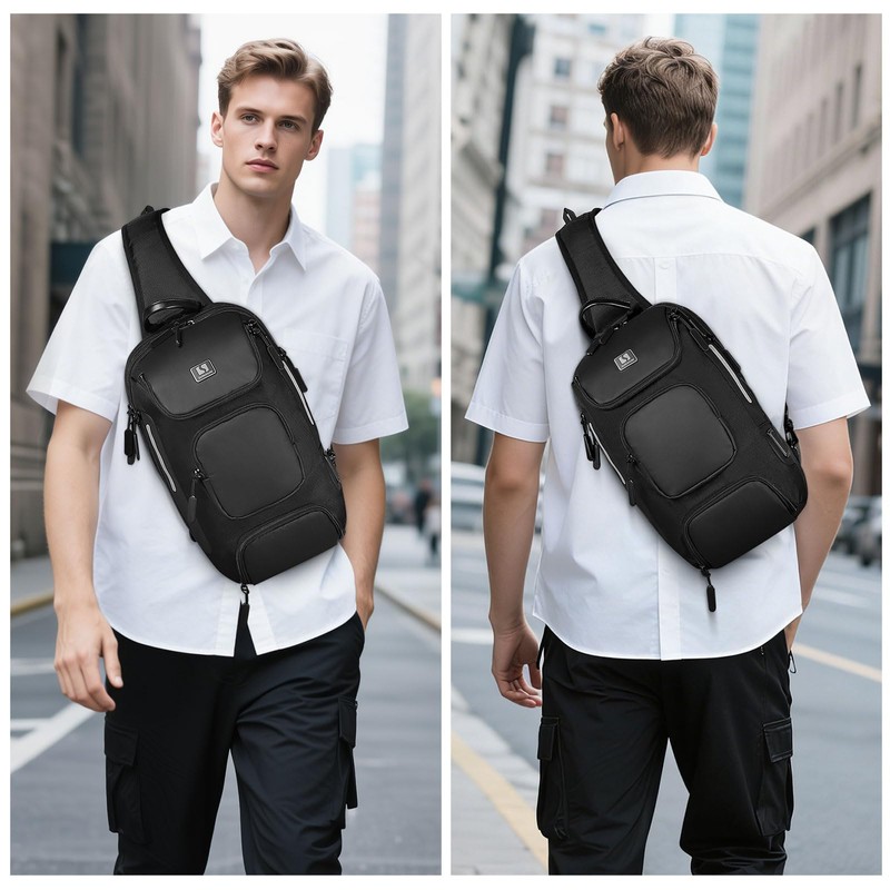 SUIKIHUM Sling Bag for Men, Anti Theft Mini Backpack with