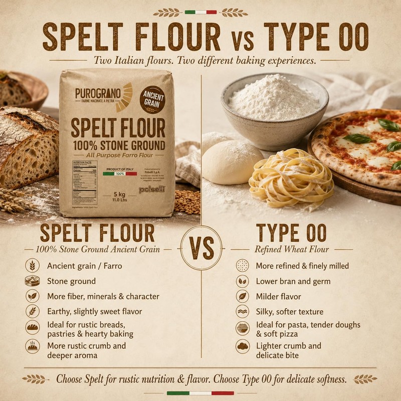 Polselli 100% Stone Ground Spelt (Farro) Flour – 5kg /
