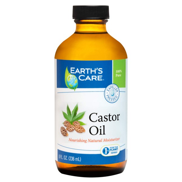 Earth's Care Pure Castor Oil, Expeller Pressed, No Preservatives, Colors or Fragrances, USP Grade, Non-GMO, Bottled in USA 8 FL OZ