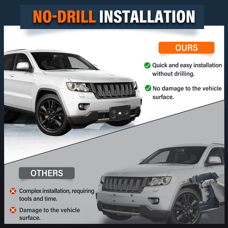 No Drill Tow Hook License Plate Mount Relocator Bracket Kit