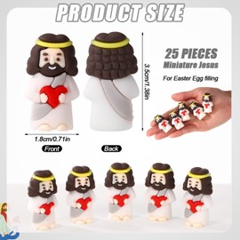 Lyreh Pack of 25 Miniature Jesus Statue with Red Heart, PVC Material Easter Miniature Mini Valentine's Day Jesus Statue for Easter Valentine's Day Guest Gift and Decoration (White)