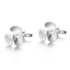 Windmill Cufflinks for Men French Shirt Trifoil Propeller Silver, Copper, Sleeveless fitting