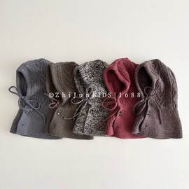 Kids' Winter Knit Balaclava Neck Warmer Beanie Hat lf2913 Free Size/Army Green 3ea