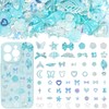 350 Pcs Junk Case Charms Blue 3D Resin ABS Rose