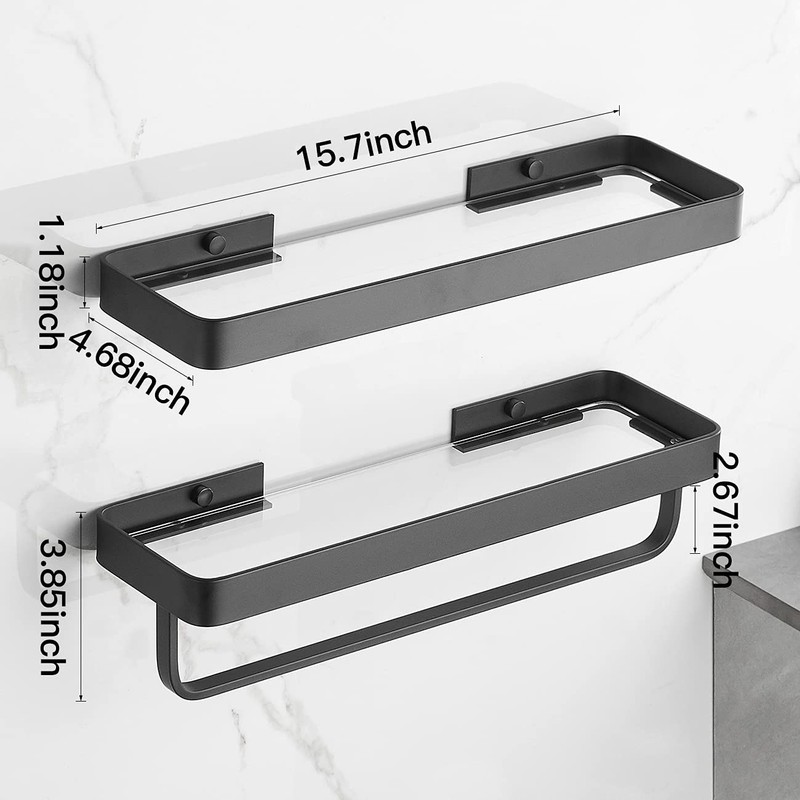 VOLPONE Bathroom Shelves Wall Mounted Glass Shelf for Bathroom Floating