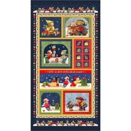 Marcus Brothers Tis Giving Season Christmas Bear Gift Love Panel Cotton Fabric
