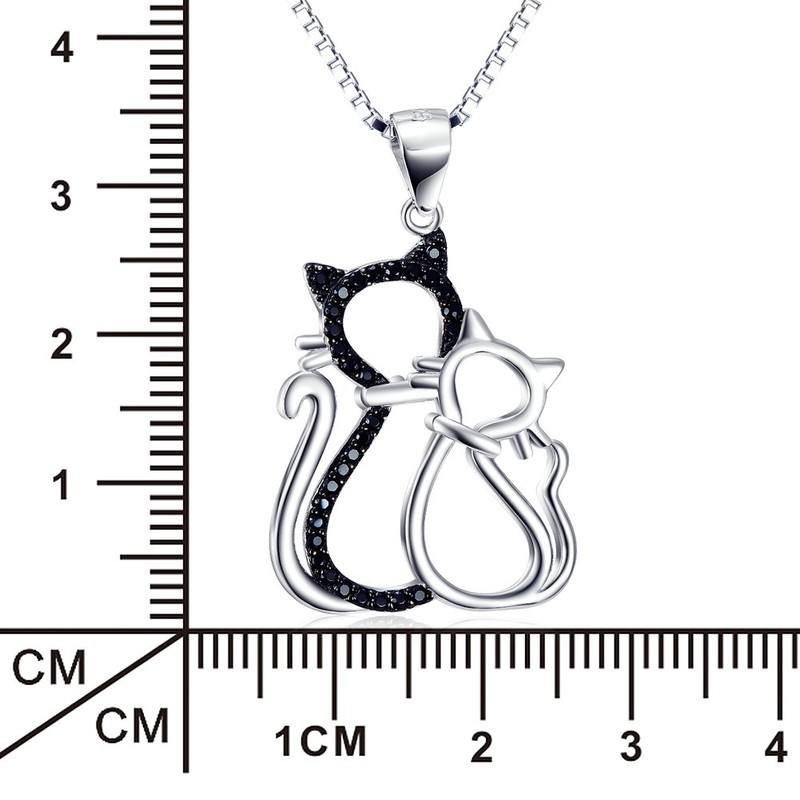Silver Mountain 925 Sterling Silver Cubic Zirconia Double Cats Pendant