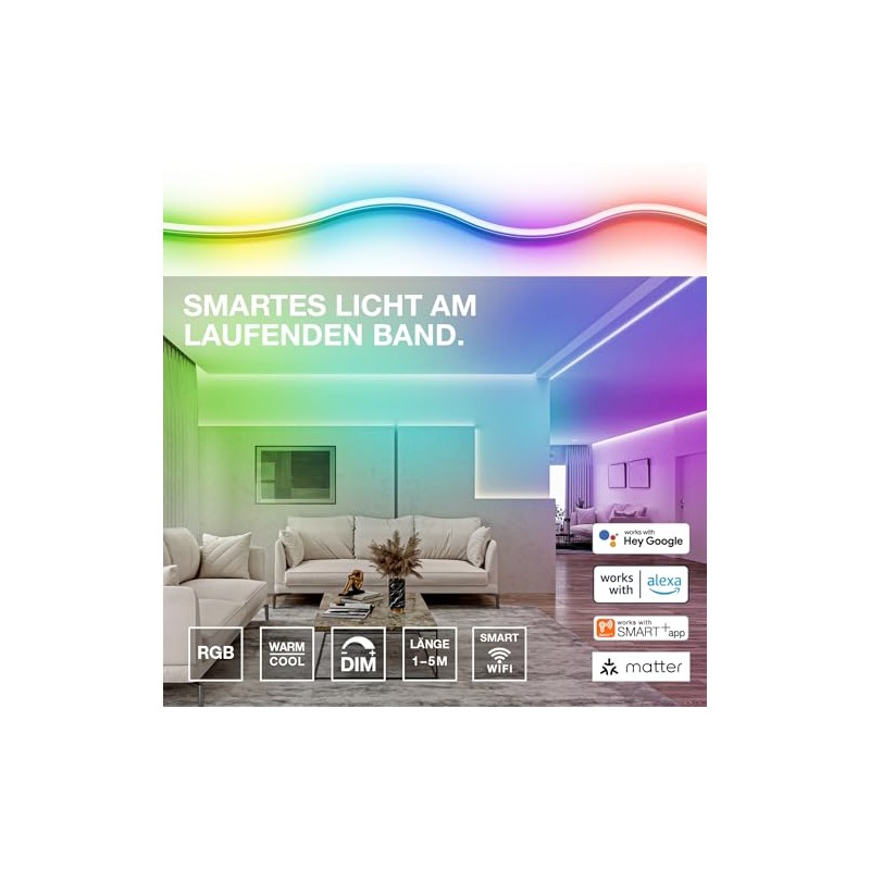 LEDVANCE Smart Matte Flex LED Strip, 1 m, Extension, RGBTW