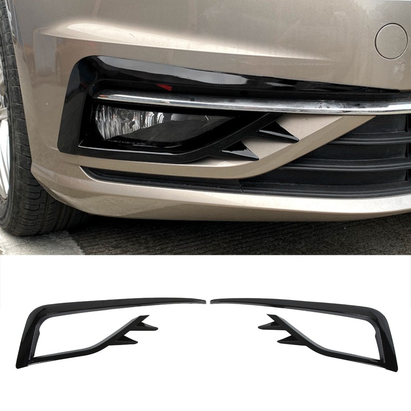 Pair Front Fog Light Lamp Eyebrow Trim Glossy Black for