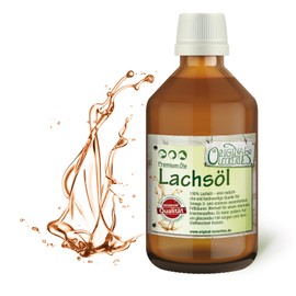 Original-Leckerlies: Lachsöl 250 ml in brauner Apotheker-Glasflasche- 100% rein & kaltgepresst, Lebensmittelqualität, Naturprodukt für Hunde, barfen
