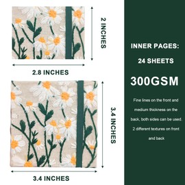 LYML.E1 2PCS Mini Watercolor Sketchbook,Portable Mini Watercolor Notebook, Travel Sketchbook,300g Watercolor Textured Drawing Papers. (Embroidery2(3.4in* 3.4in and 2.8in* 2in))