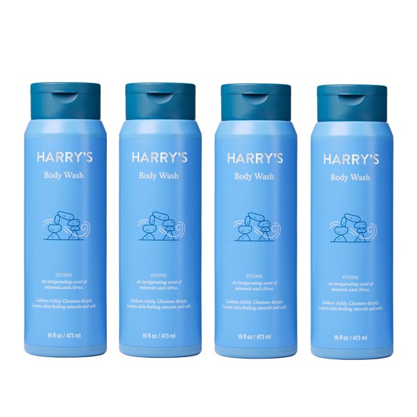 Harry's Men's Body Wash Shower Gel - Stone, 16 Fl Oz (Pack of 4) - Packaging May Vary