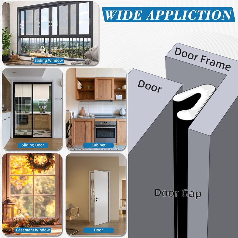 V-Shaped Weather Stripping Door Seal, 33FT Thin Foam Sealing Stripping