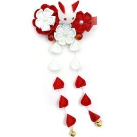 Doscpa Hair Ornament, Shichi-Go-San Children, Tsumami Craft, 3 Years Old, 7 Years Old, Rabbit, Clip, Coming-of-Age Ceremony, Yukata, Kimono, Traditional Craft, Cute, Autumn Festival, Flower Decoration