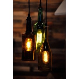VINE RE DESIGN Set of Three Recycled Wine Bottle Hanging Lamp