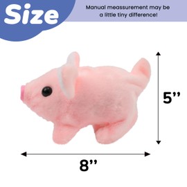 Hopearl Walking Piggy Pet Interactive Crawling Piglet Electronic Plush Toy Pig Oink Twitch Nose Wag Tail Animated Gifts for Toddlers Birthday, Pink, 8''
