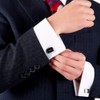 aplusashop ID Cufflinks Black + Engraving Stainless Steel Wedding Business