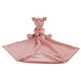 Apricot Lamb Pig Blanket Cute Comforter Soft Loveys for Baby Boy and Girl, Security Blanket for Babies, Infant and Toddlers, Pink 13.8 Inches