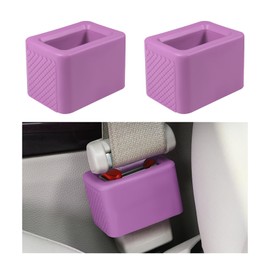 Gasedin 2 PCS Seat Belt Buckle Holder, Silicone Seatbelt Buckle Booster for Easy Access, Seat Belt Buckle Fixer Makes Receptacle Stand Upright and Stable for Kids, Car Accessories (Light Purple)