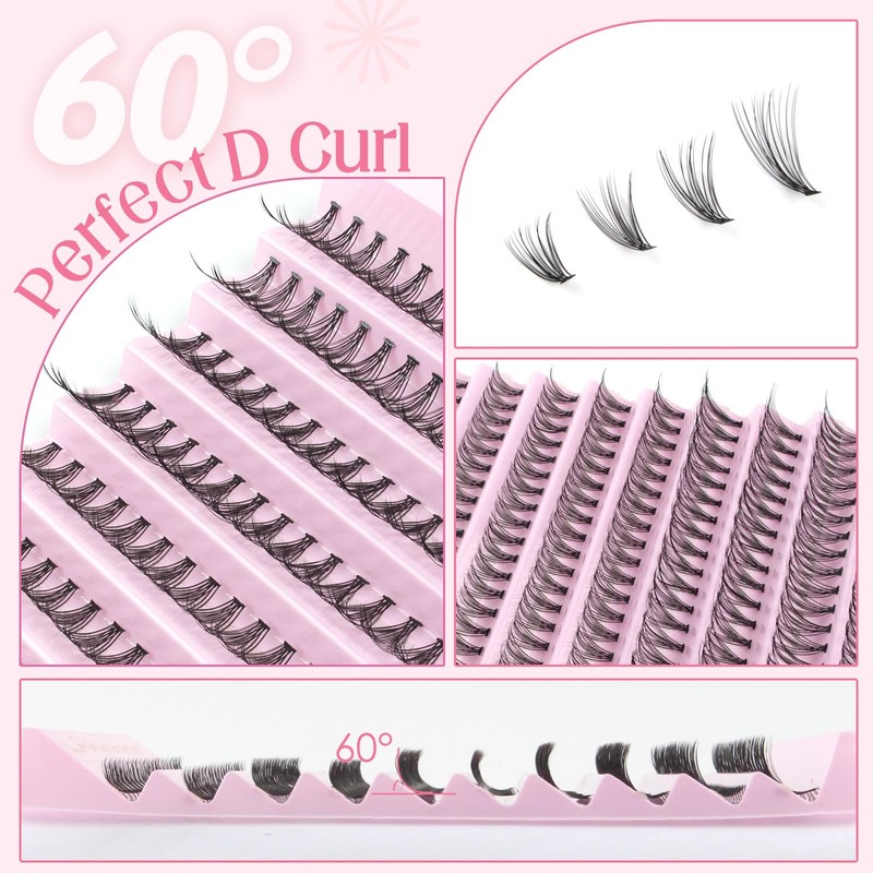Parriparri Cluster Lashes 200 Pcs Individual Lashes 20D D Curl