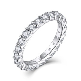 Starnny Women's Rings Sterling Silver 925 Eternal Ring 3A Cubic Zirconia Engagement Ring for Women, Silver, Cubic Zirconia