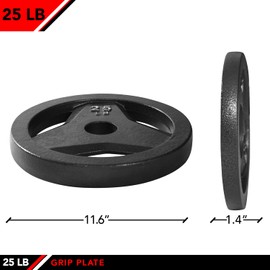 JFIT Cast Iron Olympic 2-Inch Grip Plate for Barbell, Single Plate, 25 LB