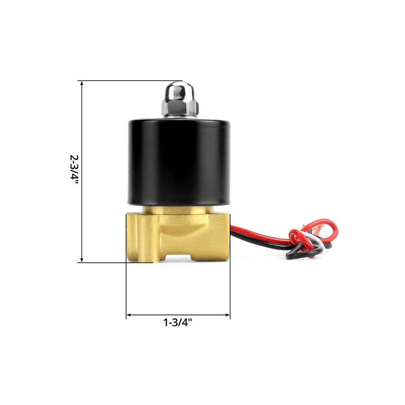 QWORK 1/4" NPT Brass Electric Solenoid Valve 12VDC Normally Closed