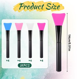 16 Pcs Silicone Brushes Epoxy Resin Applicator Sticks Face Mask Applicators Soft Facial Mud Mask Applicator Brush Reusable for DIY Painting Mixing & Spreading on Tumblers and Mugs