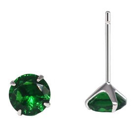 Gram Jewelry: Women's Birthstone Earrings, Single Earring, Zirconia, Hypoallergenic, Simple, Platinum, 925 Silver, Birthday, Gift, For Women, 4 mm, Sterling Silver Cubic Zirconia