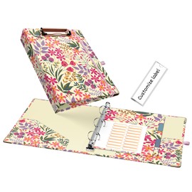 Ospelelf Mini 3 Ring Binder 1 Inch, Cute Binder for 5.5" x 8.5" with 5 Tab Dividers, File Folder Labels and Low Profile Clipboards, Floral Binders for School and Office Supplies