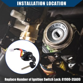 Hihaha 81970-3SA00 81250-3SA00 / Inner/Car Full Lock Cylinder Ignition Switch for Hyundai Sonata 2009-2014 / Front Left Door Lock Cylinder Rear Trunk Lock Core/Metal / 1 Set/Black