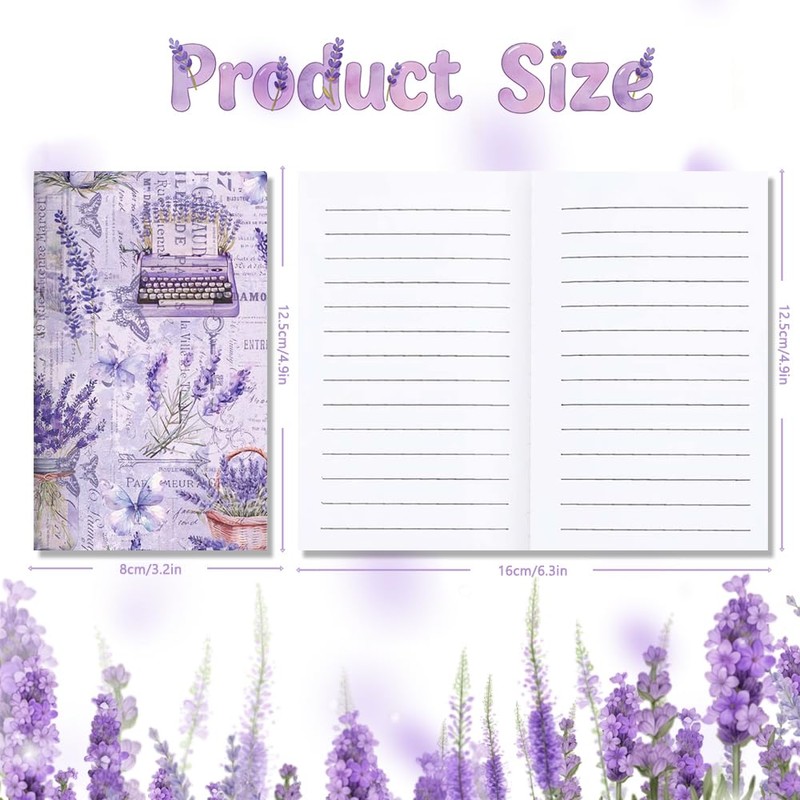 12 Pack Purple Lavender Small Pocket Notebook Journals,Flower Butterfly Floral