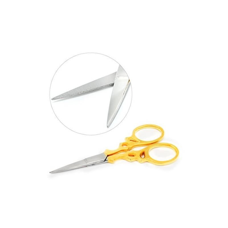 Stainless steel nail and cuticle scissors with golden handle
