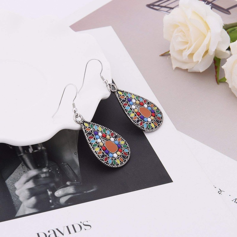 1 Pair Dangle Earrings Vintage Drop Earring Handmade Bohemian Teardrop