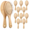 12 Pcs Bamboo Paddle Hair Brush with Steel Bristles for