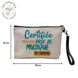Linen Bag - Certified Best Colleague Family Mum Party Celebration Idea - Linen Look Cosmetic Bag - Toiletry Bag - Purse, Music - F, Cosmetic bag