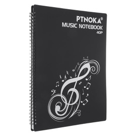 sourcing map Sheet Music Folder Display 20 Sleeves 40 Pages Spiral Binder Organizer, Letter Size 8.5 x 11 Paper A4 Documents Storage Holder Bag (Black Tune)