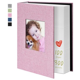 Yopih Photo Album 4x6 300 Pockets Photo Albums with Linen Cover Picture Albums for Family, Wedding, Baby, Photo Book Holds Vertical Pictures Pink
