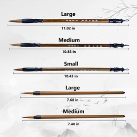 Knana 5pcs Calligraphy Brushes Painting Writing Brushes Watercolor Brushes Set Writing Sumi Hubi Maobi Drawing Watercolor Ink Art Kanji Painting Wooden Brush Pencaligraphy Kits for Beginners