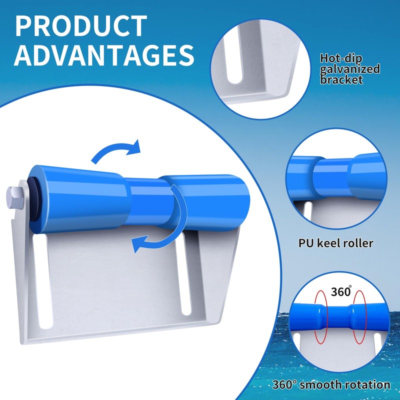 XIANGZI 12" Boat Trailer Rollers with Brackets Galvanized Steel Keel