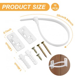 10pcs Baby Furniture Straps,Adjustable Proofing Anti-Tip Furniture Anchor Straps kit,Falling Furniture Prevention Device,Safety Furniture Wall Anchors for Proofing Dresser,Cabinet,Closet,Bookshelves