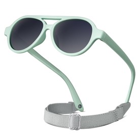 RIVBOS Baby Wrap Polarized UV400 Sunglasses - Soft Frame with Secure Strap for Infant and Newborn (0-24 Months) Olive Green&Grey Lens RBK068