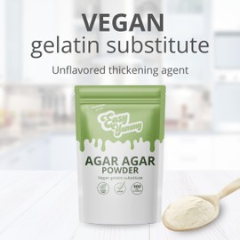 Easy Yummy Agar Agar Powder (100 g), Vegan Gelatin Powder, 100% Halal Vegan Gelatin Powder