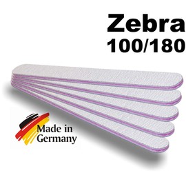 Pack of 5 Professional Zebra Files Straight 100 / 180 - Nail File Professional File Zebra - Made in Germany