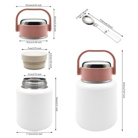 Zalaxt 28 oz Thermos for Hot Food,Soup Thermos,Food Thermos,Vacuum Insulated Food Jar with Folding Spoon,Stainless Steel,for Office,Outdoor