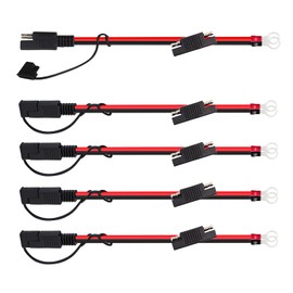 Ledvillage 5 pcs of 1 FT - 16 AWG Tinned Copper 10A, Battery Charging Cable, SAE to O-Ring Terminal Harness Extension Cord Disconnect for Battery or Every Vehicle Types 12/24V